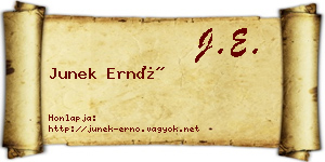 Junek Ernő névjegykártya